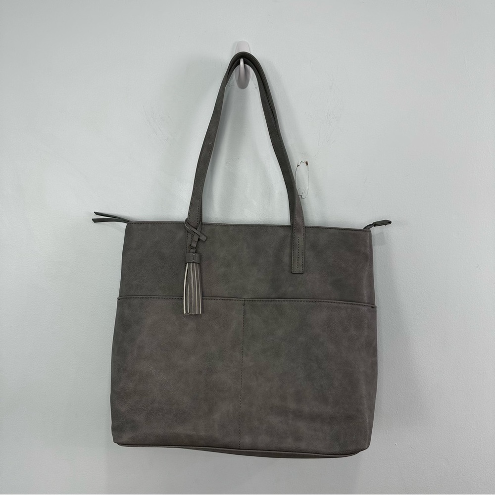 Sonoma Large Soft Gray Wild Dove Zipper Top Tote Bag Purse Marble Effect